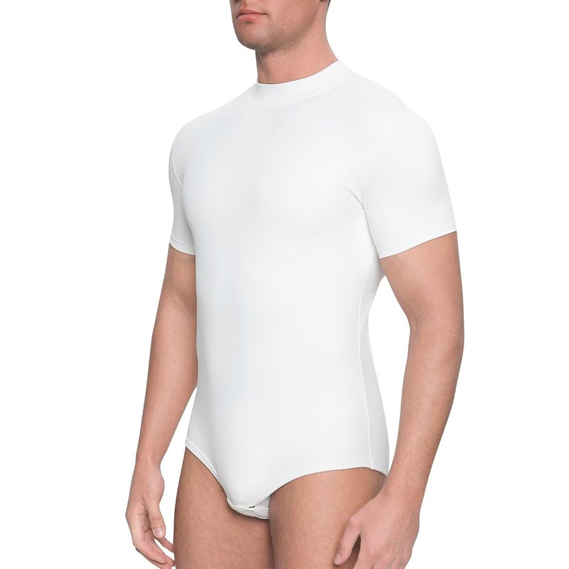 Landofgenie Mens Mock Neck Short Sleeve Onesie Solid One Piece