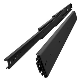 VADANIA 48" Industrial Grade Heavy Duty Drawer Slide Without Lock #VA2576-b, Black-electroplated Cold-Rolled Steel, 3-Fold Full Extension, Ball Bearing, Side Mount, 1-Pair