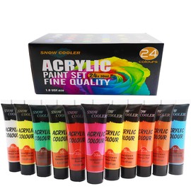 Acrylic Paint Set, 24 Colors 30ml Acrylic Paints for Artists Beginners Students, Art Craft Paint for Canvas Wood Fabric Painting