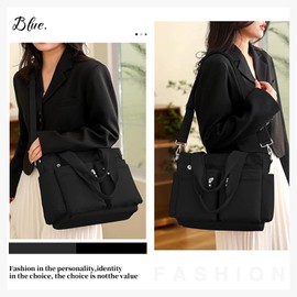 Dericwsy Tote Bag for Women With Compartments,Waterproof Canvas Hobo Bag for Women, Crossbody Purse Bag with Multiple Pockets (Black)