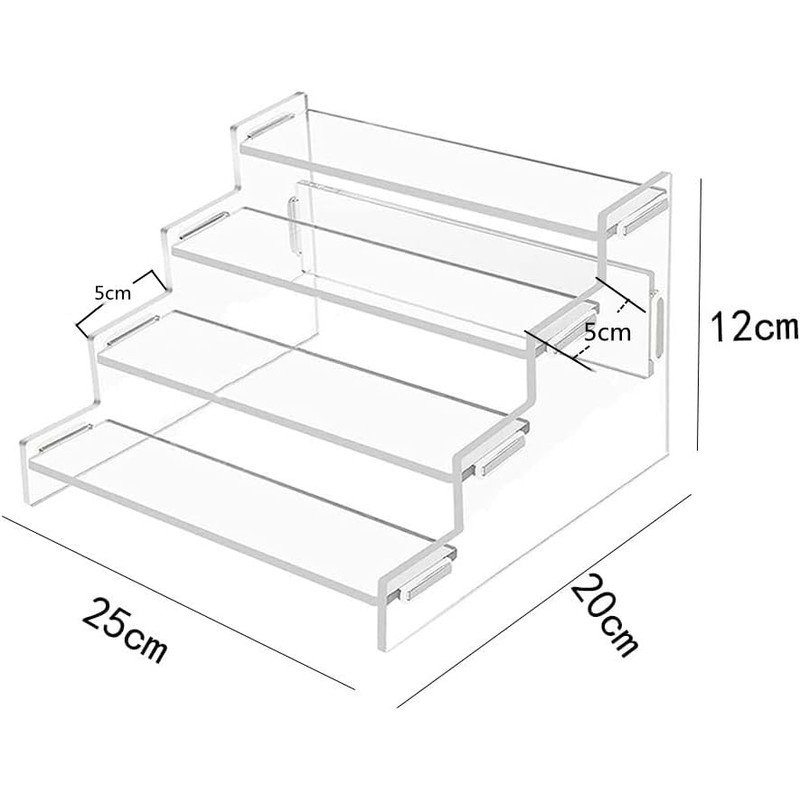 4 Tier Acrylic trapezoidal Display Stand, Clear Acrylic Display Shelf,Object