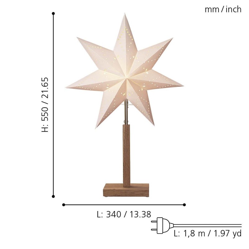 EGLO Table Lamp with Poinsettia, Decorative Star Illuminated Paper with