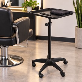 Adjustable Aluminum Rolling Salon Tray with 360° Wheels, 18 x 13 Inch