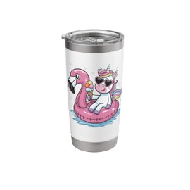 Unicorn Flamingo Float Pool Party Ice Cream Girls Bday Squad Stainless Steel Insulated Tumbler