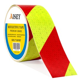 Reflective Tape Conspicuity Waterproof Yellow/Red Safety Caution Strips Tape Outdoor, Reflector Hazard Tape Stickers, Trailer Reflectors 2” X 30ft