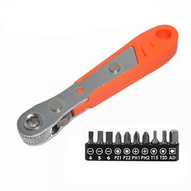 Effortless Ratchet Screwdriver, 10 In 1 Multi-function Chromium Vanadium Alloy Steel 2 Directions Screw Driver for Daily Household Repairs (orange)