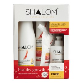 SHALOM Healthy Growth Complete Kit, with Sapuyulo Oil & Biotin, Shampoo 24.5 fl oz, Conditioner 11.5 fl oz, Hair Mask 2 fl oz, Leave in Conditioner 9 fl oz,Salt Free, Sulfate Free, Paraben Free