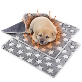 Clysee 2 Pcs Self Warming Cat Bed Cute Dog Cat Thermal Mat Self Warming Star Cat Mat Pet Heating Pad Cat Blanket for Indoor Outdoor Washable(Large Star,29 x 20)