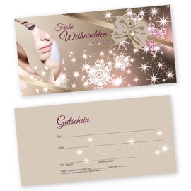 50 Weihnachtsgutscheine Gutscheinkarten XMAS BEAUTY mit weißtransparenten Umschlägen für Kosmetikstudio Gutscheine Geschenkgutscheine