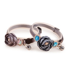 2 Pack Cat Collar Pink Floral with Bell and Removable Flower Bowtie Breakaway Adjustable Cat Collar for Girl Kitten Puppy Small Cats Dogs Daily Decoration (XQ9-2)