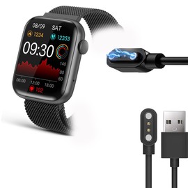 Lamshaw Compatible with EarlySincere Smart Watches Charger, Magnetic USB Replacement Charger Compatible for EarlySincere T13, T12 Smart Watches (2 Pack-Black+Black, for EarlySincere T13, T12 Watch)