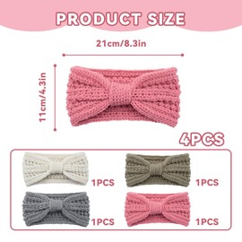 WJWINER Women's Headband, 4 Piece Headband, Women's Winter Headband, Girls' Winter, Suitable for Girls and Women to Keep Warm in Autumn and Winter