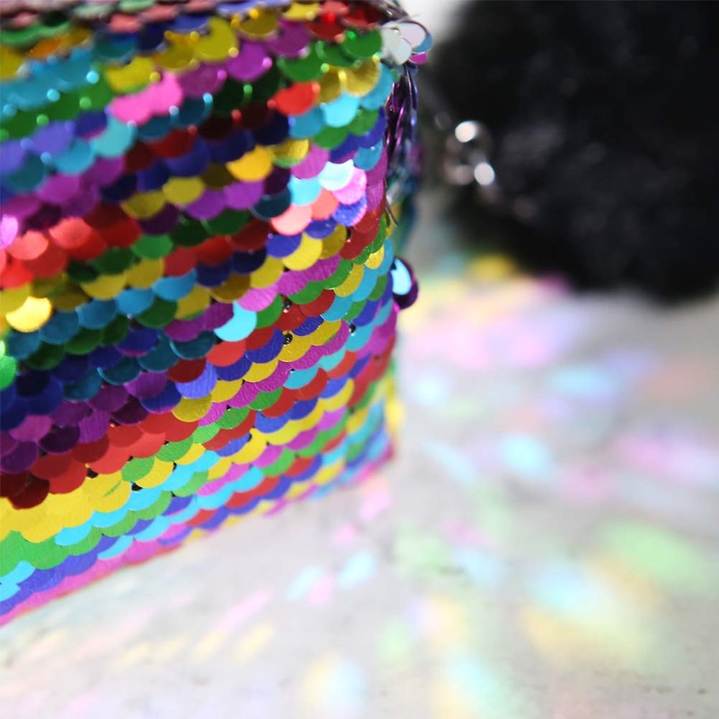 Large Rainbow Reversible Sequin Pencil Case School Glitter Make Up