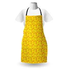 Ambesonne Geometric Apron, Abstract Modern Circles Design Pattern in Tangerine Tones, Unisex Kitchen Bib with Adjustable Neck for Cooking Gardening, Adult Size, Orange Yellow and Apple Green