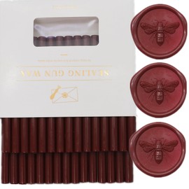 Wax Seal Sticks Crimson Red, ONWINPOR 30pcs Glue Gun Wax Sealing Sticks for Wax Seal Stamp, Mini Wax Seal Gun Sticks Suit for 0.28'' Glue Gun Great for Wedding Invitations, Envelope (Crimson Red)