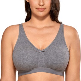 AISILIN Women's Wireless Plus Size Bra Cotton Support Comfort Unlined Sleep Charcoal Heather 34E