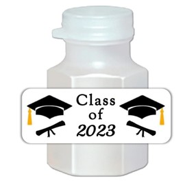 30 graduation class of 2023 labels, stickers, tags, that fit on mini bubbles (Sold Separately) party favors
