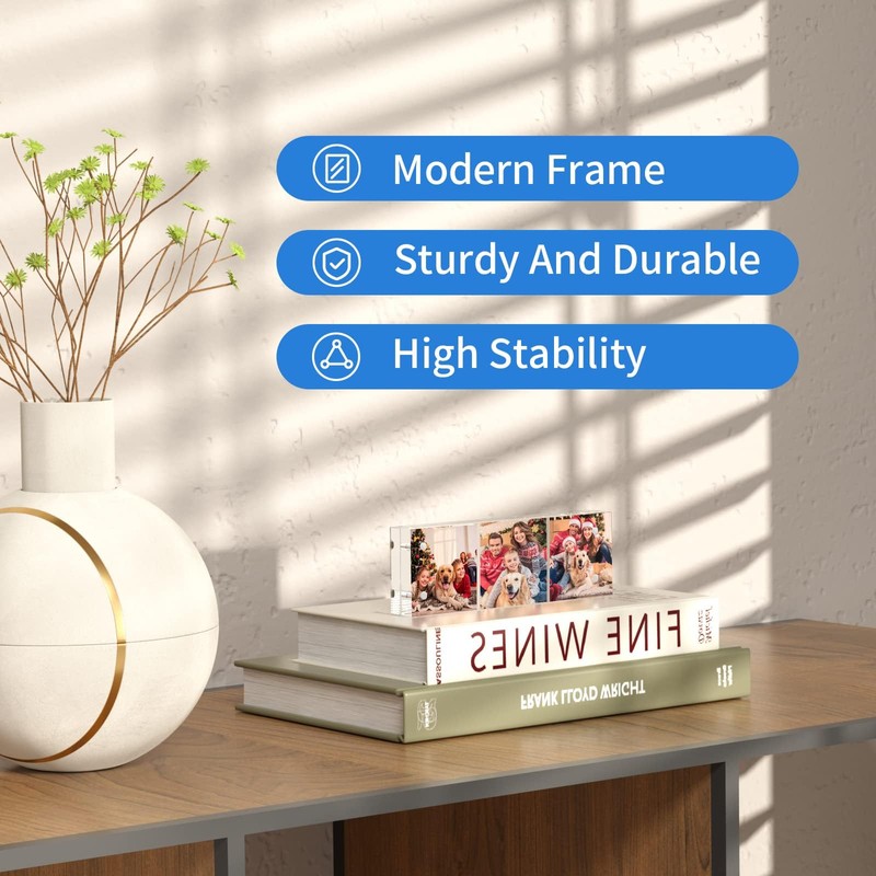 Niubee 2x6 Photo Booth Frame, Clear Acrylic Desktop Double Sided