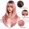 Esmee Synthetikhaar-Perücke für Damen - Langer Glatter Gestufter Pink-Ton mit