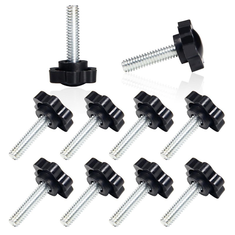Heavy Duty 1/4"-20 Thumb Screws Set 12 Pcs Threaded Knurled