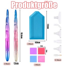 22 Pieces Diamond Painting Accessories Pen, Daiments Painting Accessory Set 2 Pens 4 Trays 12 Replacement Tips with 4 Pieces Clay for DIY Diamond Painting Nail Tool Craft