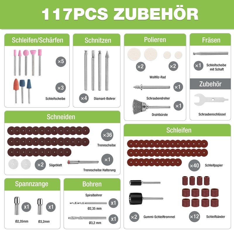 WORKPRO 7.2V Wireless Rotary Tool Set, Multi-Tool with 117 Accessories,