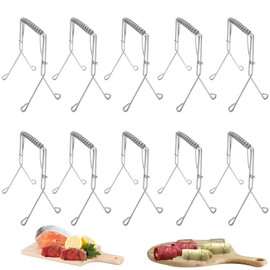 Pack of 10 roulade clips made of stainless steel, reusable, roller shutter clamps, charcoal roll clips, roulade clips as a perfect alternative to roulade needles or roulade skewers