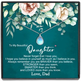 JeeweLife Daughter Gifts Sterling Silver Moonstone Necklace Mother's Day, Birthday, for Women Girls