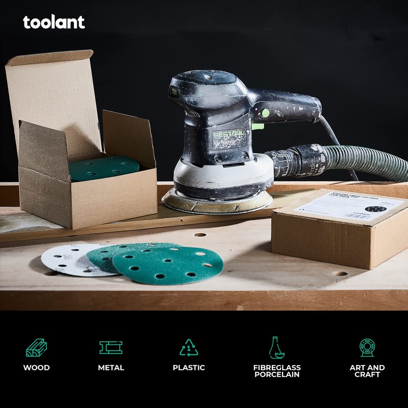 5 Inch 9 Hole 320 Grit Sanding Disc, Hook and