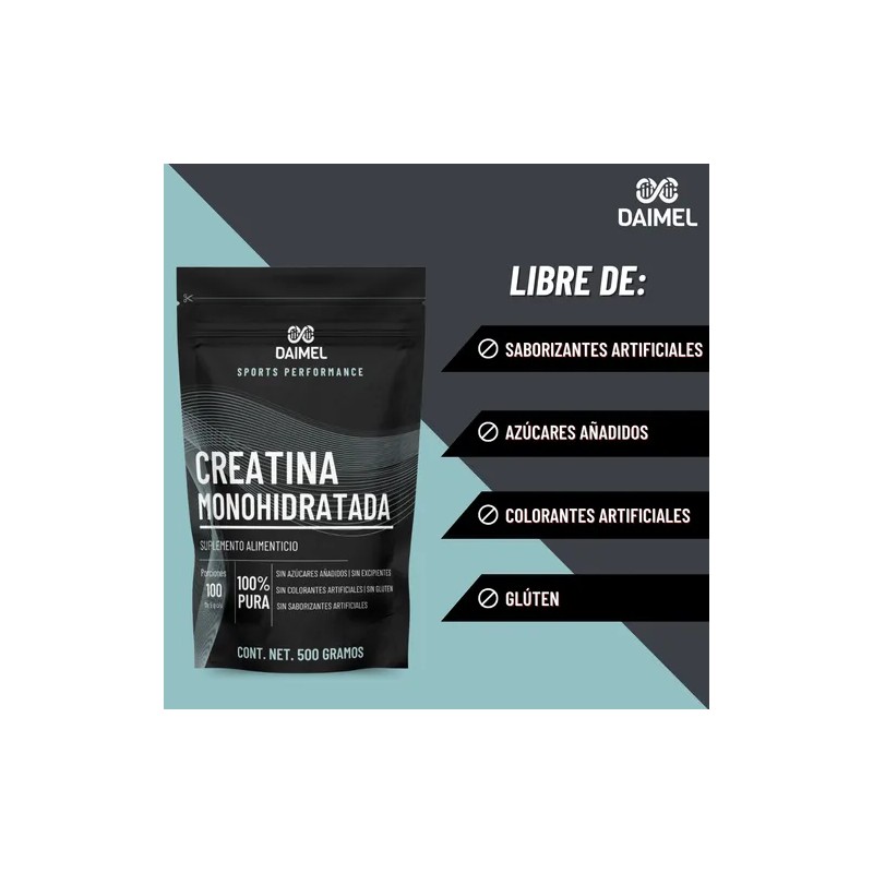 Daimel Creatina Monohidratada 500gr 100 Porciones En Polvo Natural