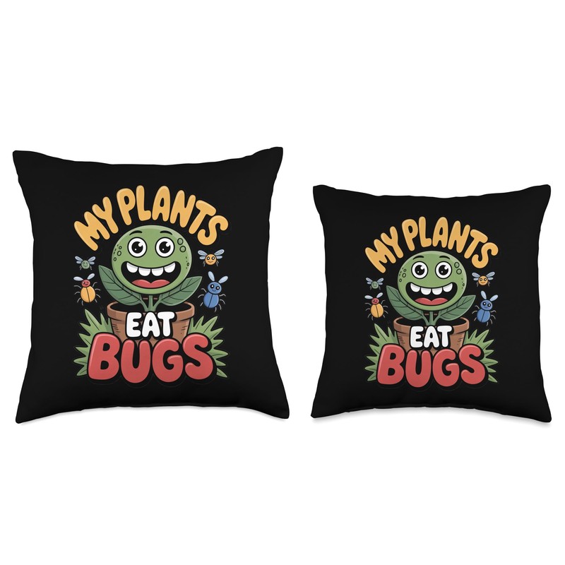My Plants Eat Bugs Carnivorous Venus Flytrap Design Throw Pillow