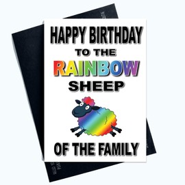 Funny Gay Birthday Cards Rainbow Sheep of The Family Brother Card Sibling PC994
