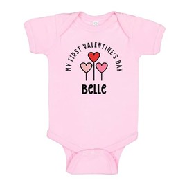 TATY Kids My First Valentine's Day Belle Baby Infant One Piece Bodysuit 12 Months Light Pink