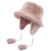 Clakllie Fuzzy Women's Bucket Hats Winter Fisherman Cap with Earflaps