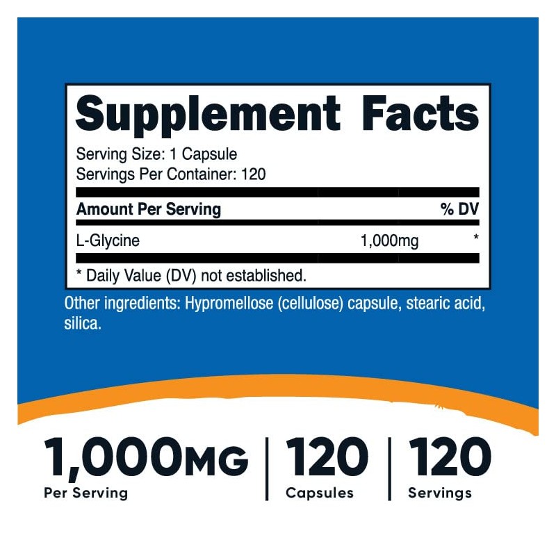 Nutricost L-Glycine 1000mg, 120 Capsules, Vegetarian, Non-GMO and Gluten Free