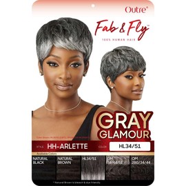 Outre Fab & Fly Full Cap Wig Gray Glamour - Human Hair - Arlette (OM280/34/44)