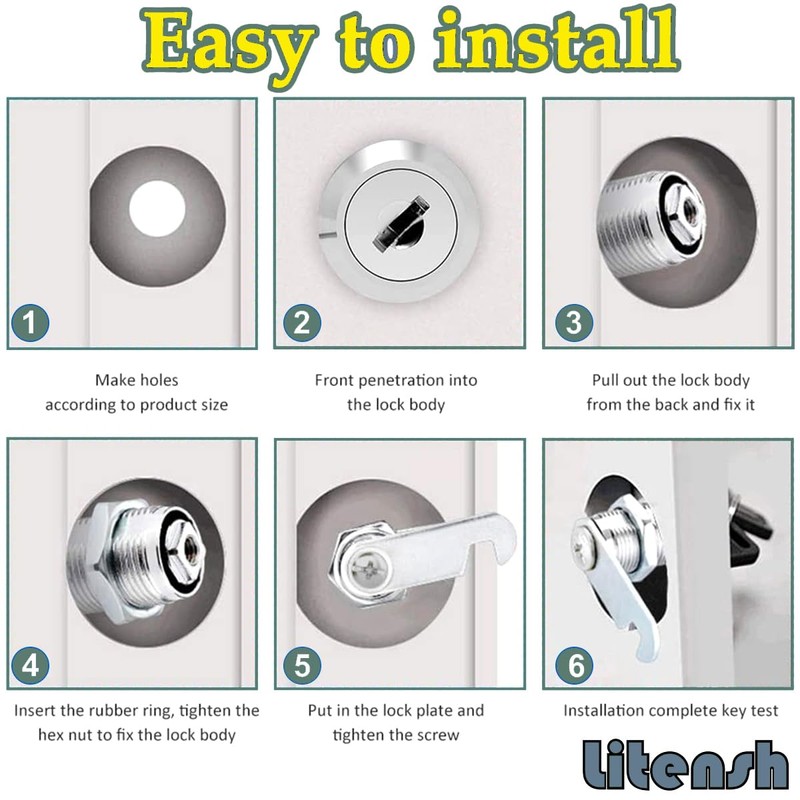 Litensh Cabinet Cam Locks 25mm, Mailbox Lock with Key Different,