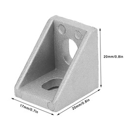 30PCS Soporte de Esquina de Tipo L Ángulo Recto Soporte de Estante de 2 Agujeros Soporte de Esquina Junta 2020 Perfil de Aluminio, 0.7x0.8x0.8in