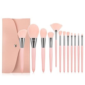 Set profesional de 12 piezas brochas para maquillaje (Coral Pink)                                                                                     