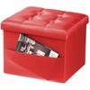 AmasSmile Red Storage Ottoman Folding Foot Rest Stool with Side