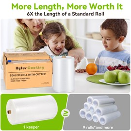 HytusCooking 8" x 150' Vacuum Seal Rolls with Cutter Dispenser Heavy Duty Food Storage Bags for Sous Vide and Meal Prep for Freezer and Long Term Preservation BPA-Free