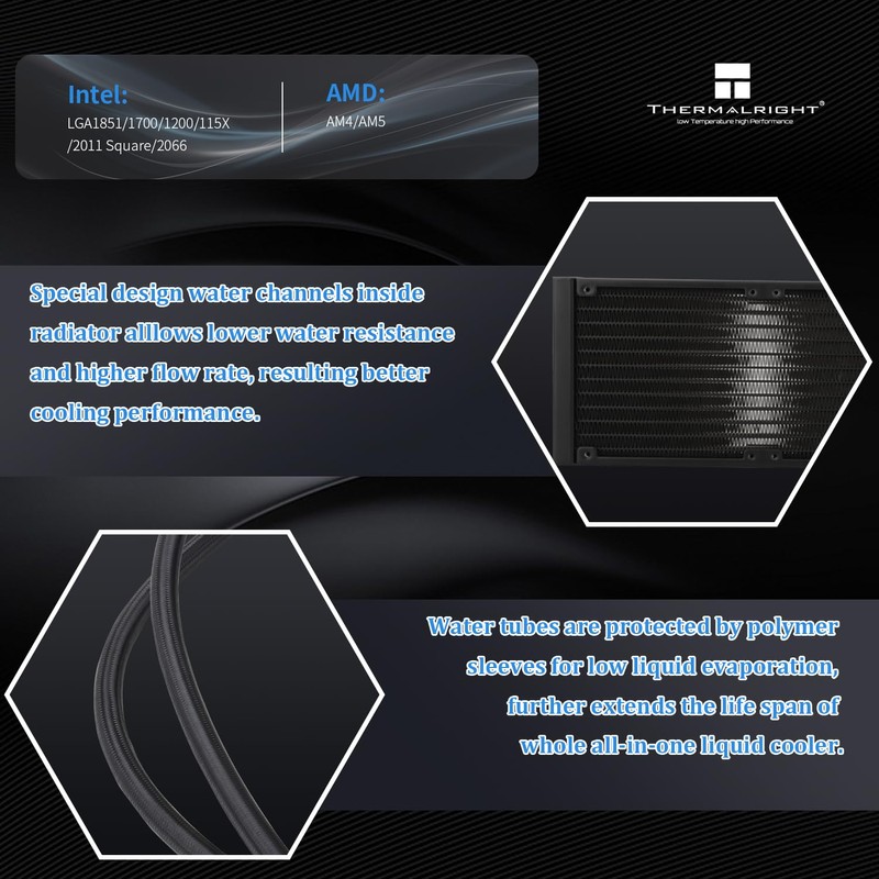 Thermalrlght Aqua Elite 240 V6 ARGB Black Liquid CPU Cooler-240mm