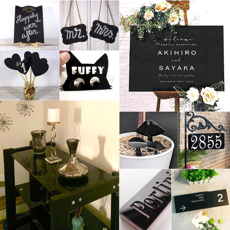 4 Pieces Black Acrylic Sheet, 8 x 12 Inch 1/8