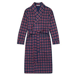 Noble Mount Men's Premium Flannel Robe - Plaid Navy Red Green - Large/X-Large