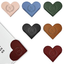 Leather Heart Shaped Bookmark, 6 Pieces Cute Corner Page, 26 Letters Bookmark, Suitable for Teachers Students Book Lovers Home Stationery.(Alphabet Heart (6 Pcs)) (Alphabet Love (6 Pcs), N)
