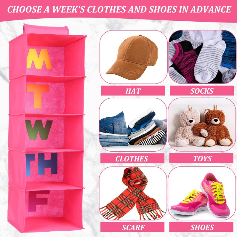 Hahafelt 2 Pcs 5 Shelf Weekly Clothes Organizer for Kids