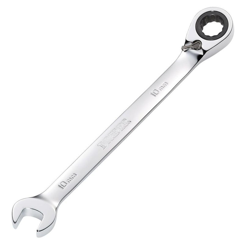 Draper 51973 Hi-Torq Metric Reversible Ratcheting Combination Spanner, 10mm, Blue