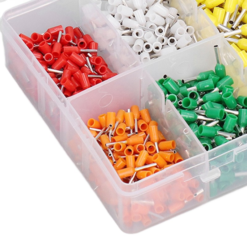1000Pcs Wire Ferrules Terminals Kit Brass PP Ferrules Crimping Kits