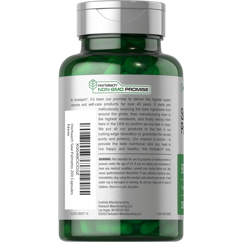 Horbaach Saw Palmetto Extract | 900mg | 200 Capsules |