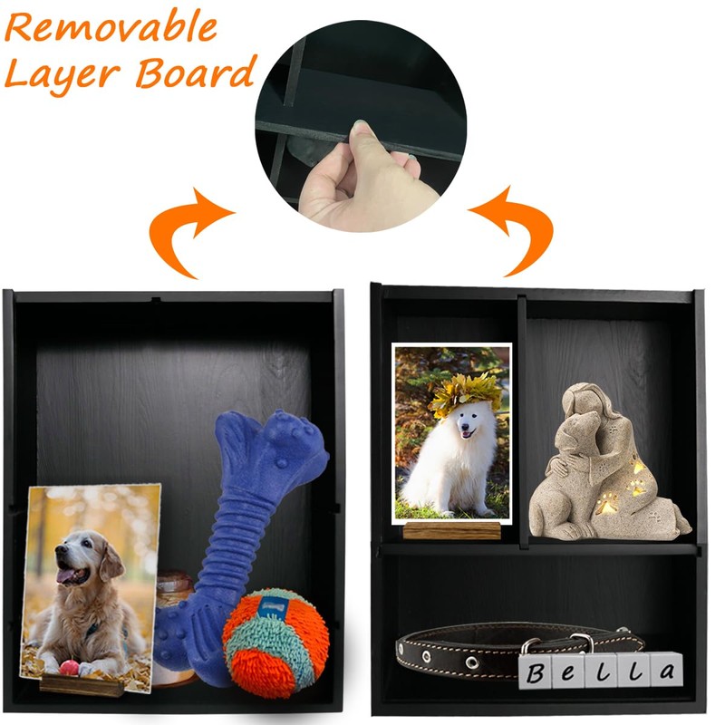 Sofunii Pet Memorial Shadow Box with Shelves for Dogs or
